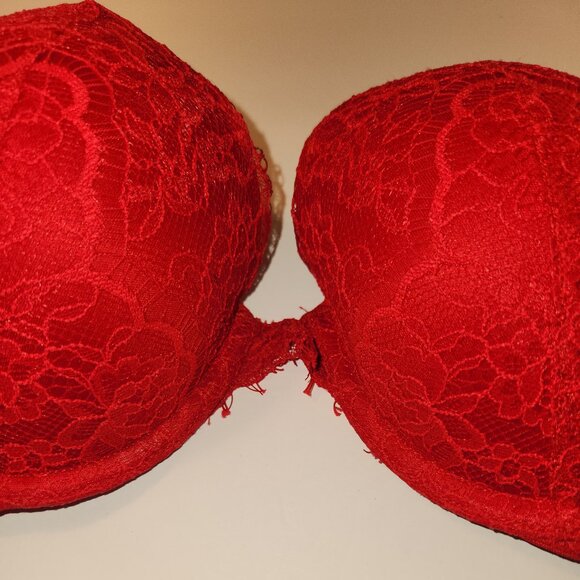 Victoria's Secret Dream Angels Red Lace Underwire Push Up Bra Women Size 34C - Picture 11 of 12